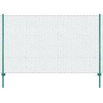 ZNTS Wire Mesh Fence with Posts Steel 25x1.5 m Green 144606