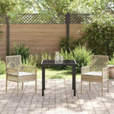 Garden Dining Set with Cushion 3 pcs Beige Poly Rattan 3379891
