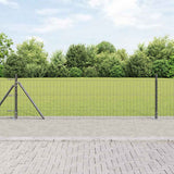 Euro Fence with Concrete Base 25 x 0.4 m PVC-Coated Steel Grey 3350941