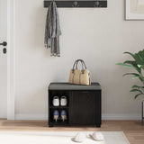 Hall Bench Black Oak 60 x 38 x 46 cm Engineered Wood and Fabric 891497