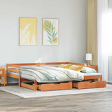 Daybed with Trundle&Drawers without Mattress Wax Brown 90x200 cm 3302162