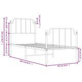 Metal Bed Frame without Mattress with Footboard White 80x200cm 373945