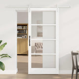 Sliding Door ORKDAL White 93 x 202 cm Solid Pine Wood and Glass 3331924
