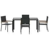 Garden Dining Set 5 pcs Black Poly Rattan 3365390