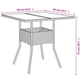 Garden Table with Glass Top Beige 80x80x75 cm Poly Rattan 365523