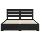 Bed Frame with Drawer Black Oak 180 x 200 cm Engineered Wood 3411944