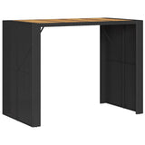 Garden Bar Table with Acacia Wood Top Black 145x80x110 cm Poly Rattan 368698