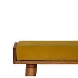 Mustard Velvet Tray Style Footstool IN1599