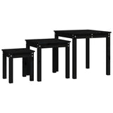 Nesting Tables 3 pcs Black Solid Wood Pine 824977