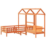 Bed and Bench Set with Roof without Mattress Wax Brown 80x200 cm 3282179