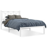 Metal Bed Frame without Mattress with Headboard White 100x190cm 376171