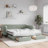 Daybed with Trundle&Drawers without Mattress Light Grey 90x190 cm Single 3197157