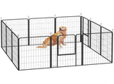 12-Panel Solid Dog Playpen with Doors, for Large Dogs, 100cm Tall, Black T3398P376287