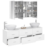 Bathroom Furniture Set 4 pcs White Engineered Wood and Glass 3406943