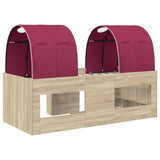 Bed with Tunnel 3 pcs Sonoma and Red Engineered Wood 3423579