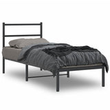 Metal Bed Frame without Mattress with Headboard Black 80x200cm 355356