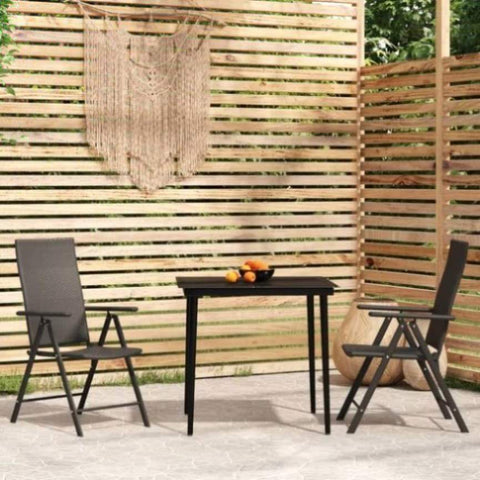 3 Piece Garden Dining Set Black 3099107