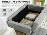 Modern 2 Seater Sofa with Hidden Storage, 117cm Tufted Cotton Couch with Wood Legs, Compact Loveseat T3398P344490
