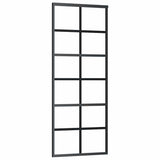 Sliding Door with Hardware Set Black 76x205 cm ESG Glass 3375904