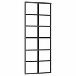 Sliding Door with Hardware Set Black 76x205 cm ESG Glass 3375930