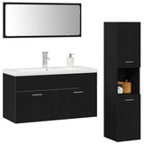 Bathroom Furniture Set 4 pcs Black Oak Engineered Wood 3334354