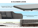 Four-Piece Rattan Set, with Glass-Top Table - Light Grey T3398P327907