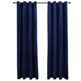 ZNTS Blackout Curtains with Rings 2 pcs Velvet Dark Blue 140x225 cm 134529