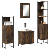 4 Piece Bathroom Furniture Set Smoked Oak Engineered Wood 3214832