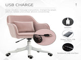 Velvet Office Chair, Desk Chair, Makeup Vanity Chair with Massage Lumbar Pillow and Rolling Wheels T3398P328220