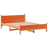 Bed Frame Wax Brown Solid pine wood, plywood slats Double 855596