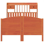 ZNTS Bookcase Bed without Mattress Wax Brown 120x190 cm Small Double Solid Wood Pine 3323157