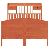 ZNTS Bookcase Bed without Mattress Wax Brown 120x190 cm Small Double Solid Wood Pine 3323157