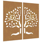 Garden Wall Decorations 2 pcs 105x55 cm Corten Steel Tree Design 824510