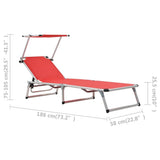 Sun Lounger Red Aluminium, Textilene Standard Foldable 44334