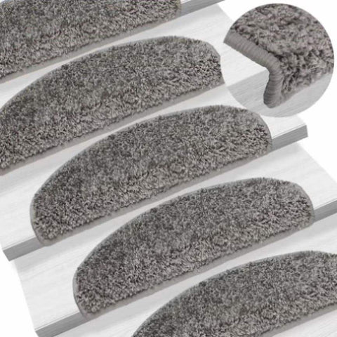 Stair Mats 15 pcs 65x21x4 cm Grey Half Round Large 133900