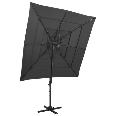 4-Tier Garden Parasol with Aluminium Pole Anthracite 250x250 cm 313822
