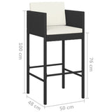 Bar Stool Set of 4 Black Poly Rattan, Powder-Coated Steel 316676