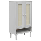 Shoe Cabinet SENJA Rattan Look White 59.5x35x107 cm Solid Wood 358050