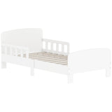 Toddler Bed, Kids Bed Frame with Safety Side Rails, Kids Bedroom Furniture for Ages 3-8 Years, White T3398P422140