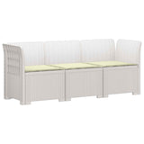 3-Seater Garden Sofa with Cushions Rattan Look PP White 3443826
