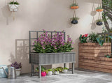 45 x 105cm Wooden Garden Planter, with Trellis - Grey T3398P328419