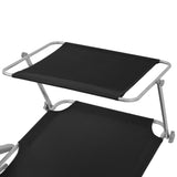 Sunlounger Black Powder-coated steel Medium Foldable 42932