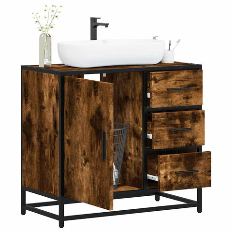 ZNTS Bathroom Sink Cabinet Smoked Oak 65x33x60 cm Engineered Wood 849276