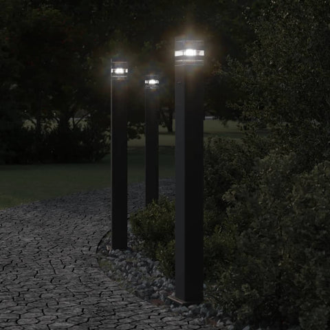 ZNTS Outdoor Floor Lamps with Outlet 3pcs Black 110 cm Aluminium 4006410