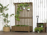 Raised Bed with Drainage Holes, Wood Planter with Trellis for Climbing Plants to Grow Vegetables, T3398P314199
