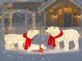 Set of 3 Lighted Polar Bear Family Christmas Decorations, Pre-lit Holiday Decor with 190 Warm White 26035753