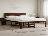 Double Bed Frame with Headboard ROSTOCK Dark Brown 135 x 190 cm 903362