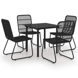Dining Set Black Poly rattan, powder-coated steel, glass Regular 3060250