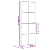 Interior Door Slim Black 76x201.5 cm Tempered Glass and Aluminium 155124