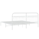 Metal Bed Frame without Mattress with Headboard White 200x200cm 376656